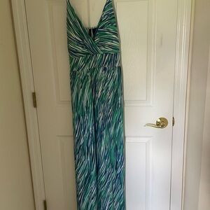 New Directions Teal and White Patterned Dress